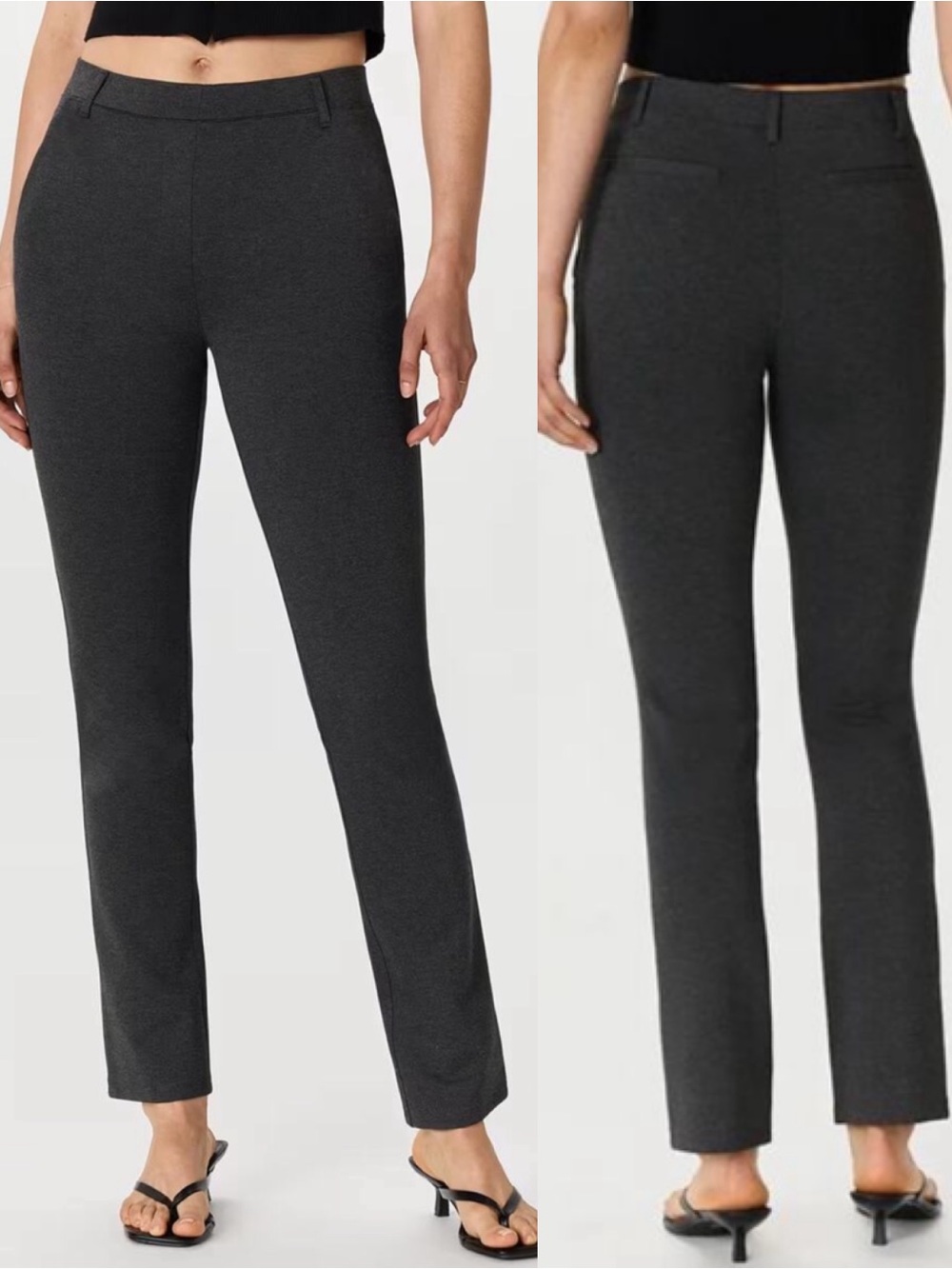 Quince Ultra-Stretch Ponte Straight Leg Pants Charcoal Grey Office